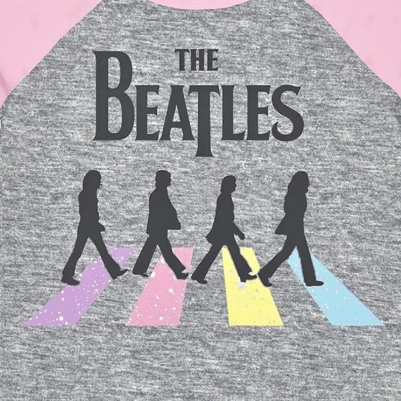 Beatles Abbey Road Raglan rock Official T-Shirt 5 6 7 Girls 4-12 NWT - Picture 2 of 2